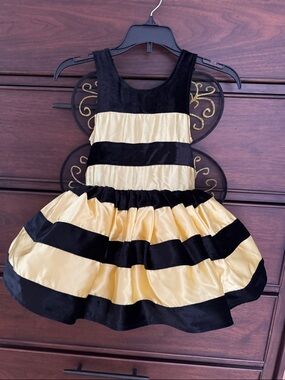 Black and Gold Bee Stripe Kids Costume Dress, 4,5/6, 6X